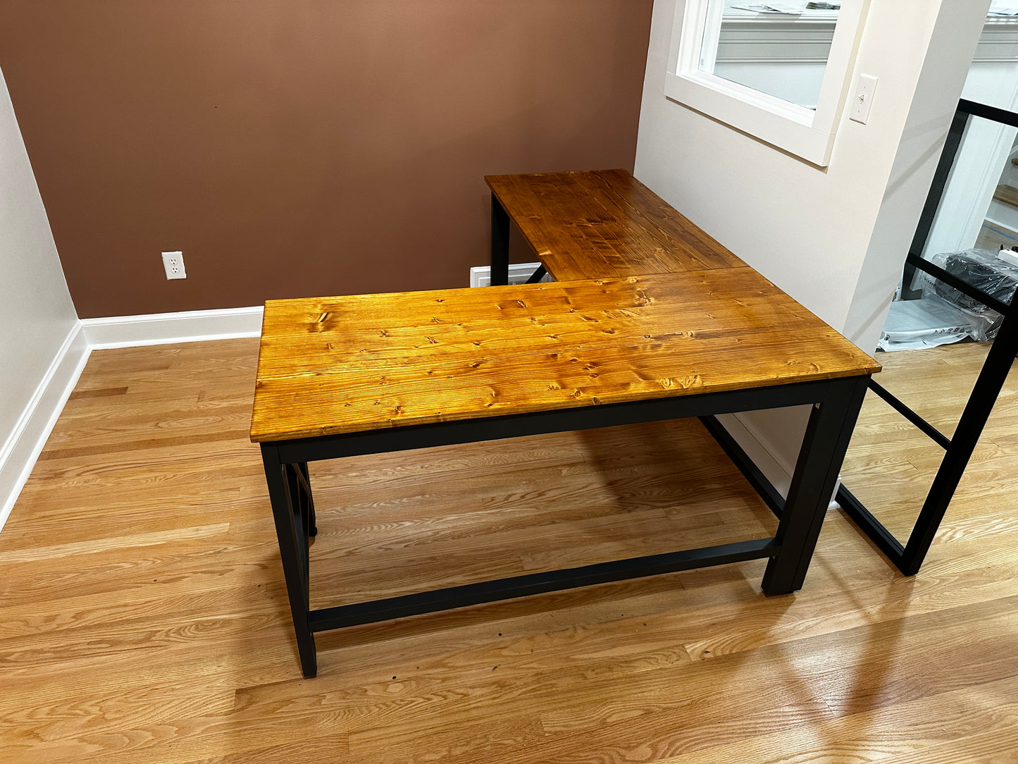 Hand-crafted, L-shaped Wooden Office Desk (customizable)