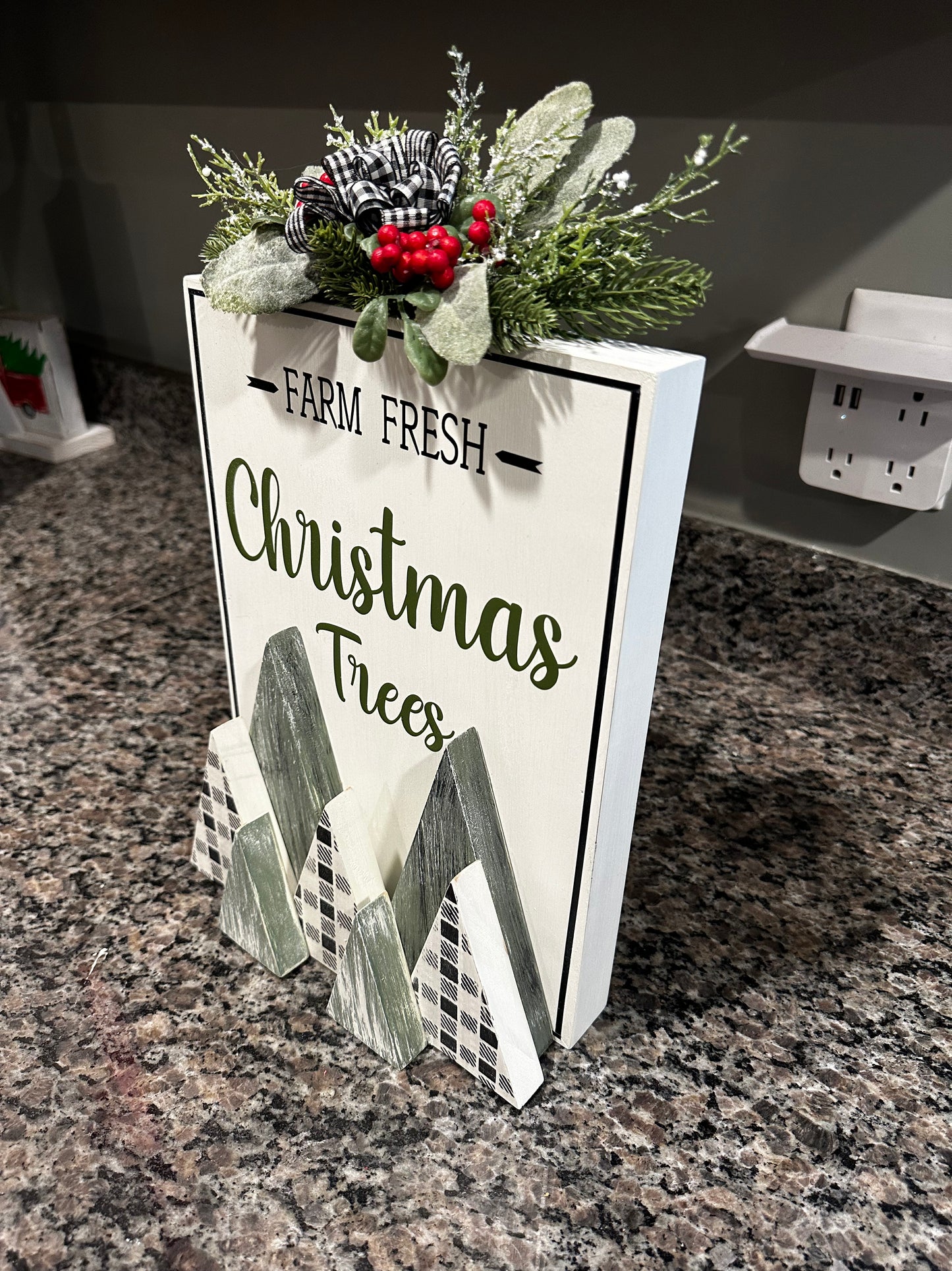 3D Wooden Farm Fresh Christmas Trees Sign