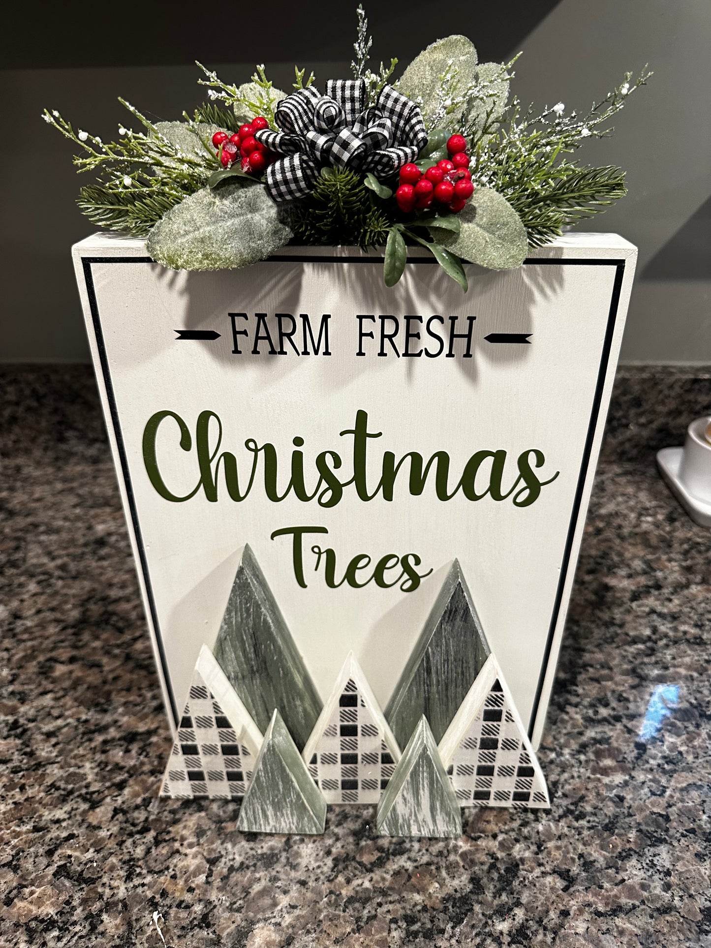 3D Wooden Farm Fresh Christmas Trees Sign